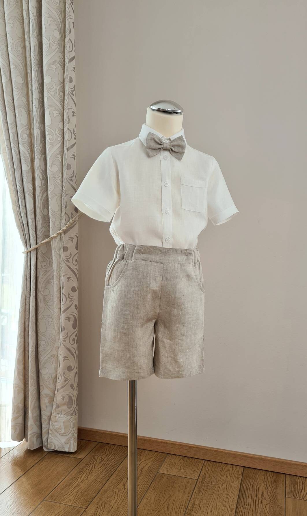 Linen Boys Shorts/beige Linen Shorts/ Page Boy Outfit/ Ring Bearer