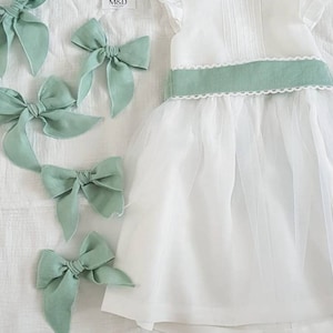 Fable Bow Hair Clips Baby Girls Women Linen Hemmed Hair Bow Clips Linen Large Tails Hair Bow Accessories Hairgrips