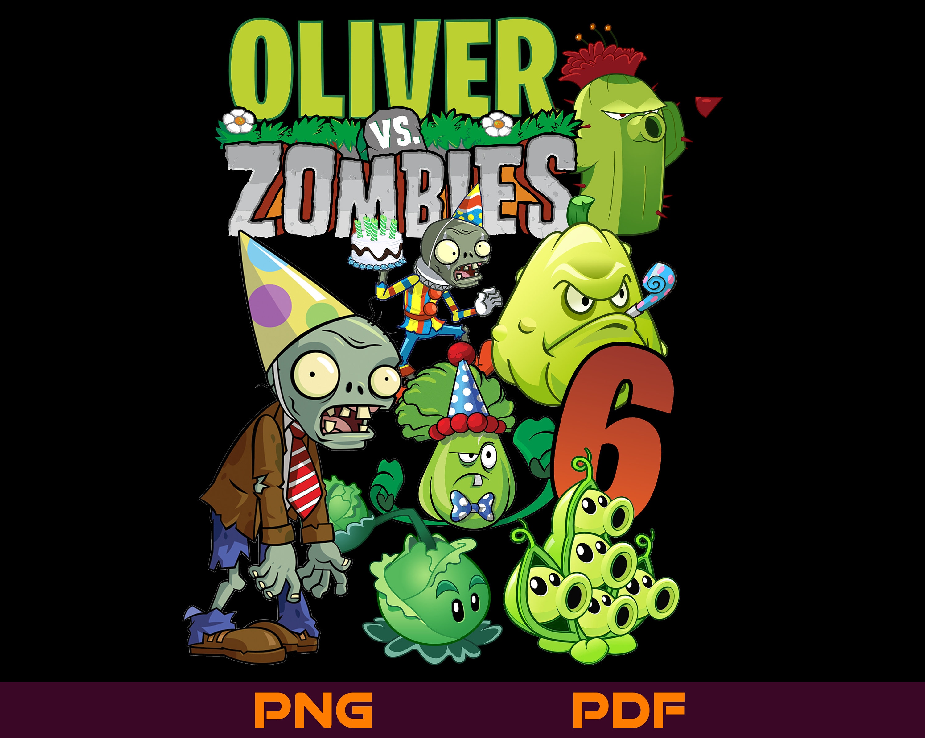 Custom Plants vs Zombies Png, Personalization Name and Age G - Inspire  Uplift