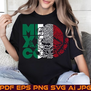 Mexico Flag Shirt SVG, Mexican Eagle SVG, Proud Hispanic Shirt, Escudo Nacional, Coat Of Arms Of Mexico Shirt, Instant Digital Download