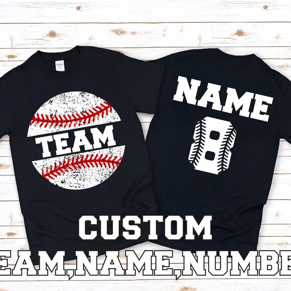 Custom Baseball T-shirt SVG Design, Personalized Baseball Team Number Name Team PNG Baseball Mom shirt, Baseball Boy Shirt, Digital Download