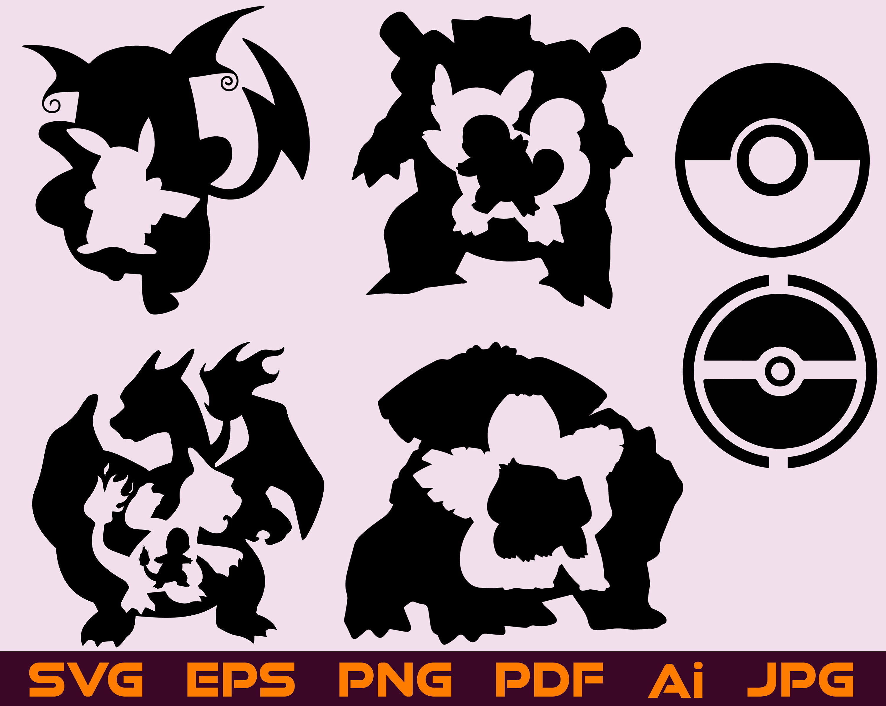 22 Pokemon Face Svg Big Bundle Pikachu Snorlax Clipart Cut -  Hong Kong