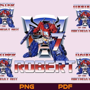 Personalization Transformers Birthday PNG Shirts for Family Cut File Illustration Silhouette Instant Digital Download
