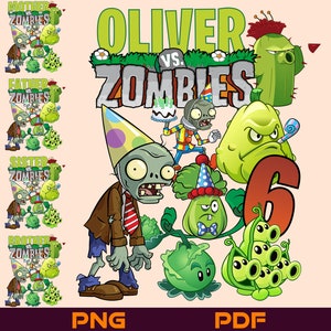 Personalized Plants vs Zombies Custom Name and Age Design Birthday Boy PNG Birthday Girl Shirt Raglan Family Matching Shirt Digital Download