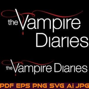 May include: White text on a black background reads "the Vampire Diaries". The text is in a stylized font with a red drop of blood above the word "Vampire".