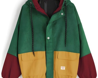 Veste à capuche rasta en velours côtelé avec poches sur le devant - Vêtements rasta de style reggae pour des vêtements rasta décontractés.