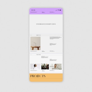 May include: A mobile phone screen displaying a website with the text "Your brand is your reputation." The website has sections for "About Us", "Our Team", and "Projects".