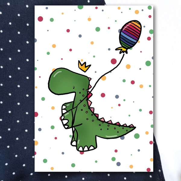 Dino Birthday Card Königsdino Nem | Dinosaur Dragon Dino Birthday Greetings Card