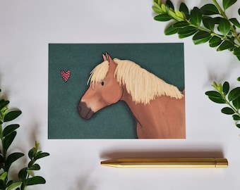 Haflinger Geburtstagskarte Wango | Pferde Glückwunsch Postkarte Pferd | Geburtstag Gratulation Birthday CardGeburtstagskarte