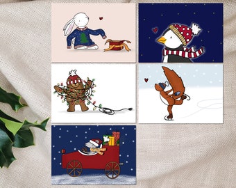 Set of 5 Christmas cards No.2 | Christmas card set, envelopes, Christmas motifs, Christmas mail, Christmas greeting cards