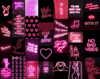 images Neon Pink And Purple Aesthetic Collage printed collages by moonbunstudio on etsy