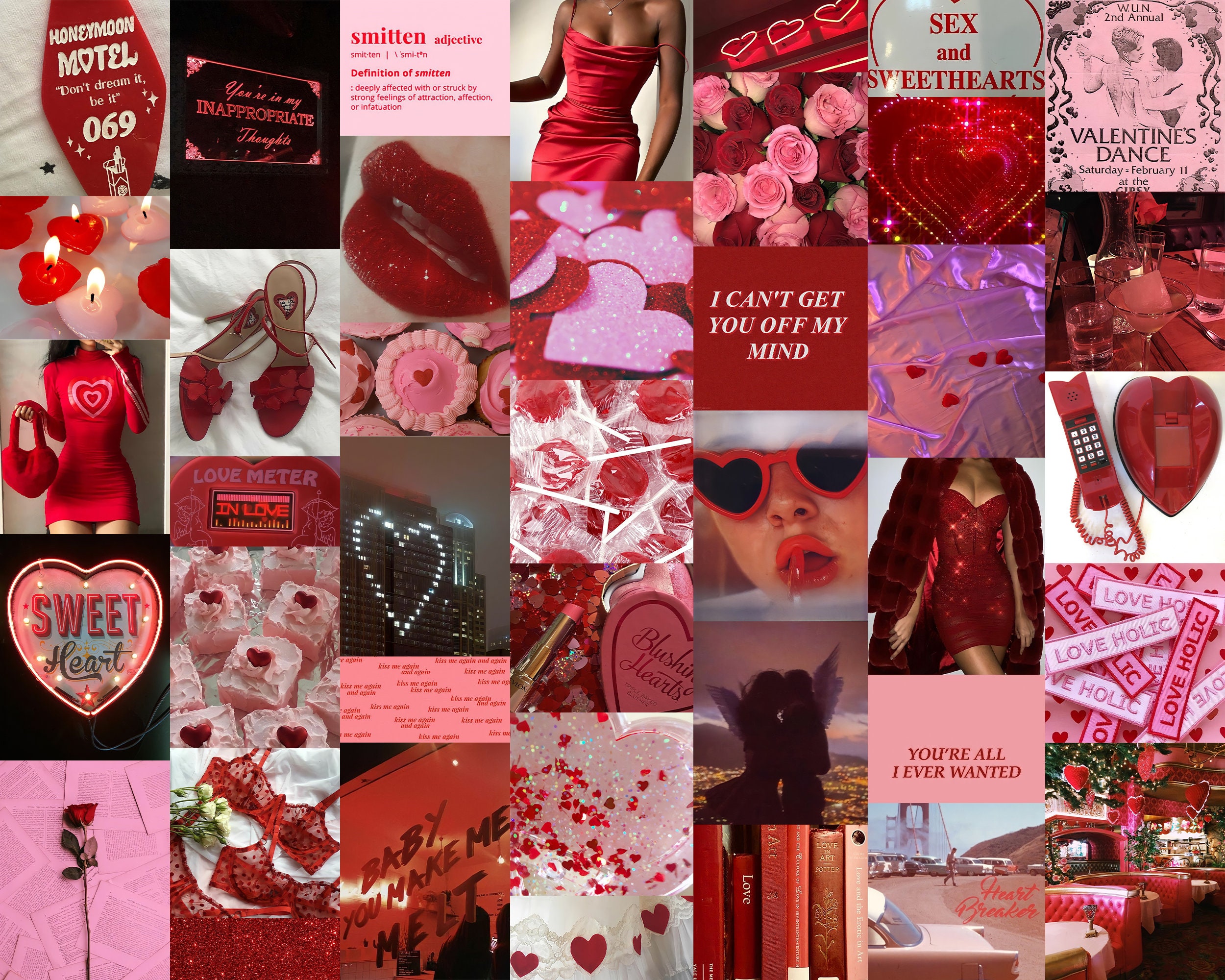 RED/PINK VALENTINE’S Wall Collage Set 60 Images | Etsy
