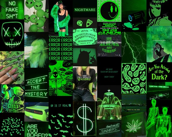 Dark Green Grunge Aesthetic Collage - pic-napkin