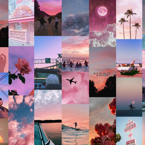 PINK TEENAGE SUMMER Digital Wall Collage Kit 53 Images Etsy