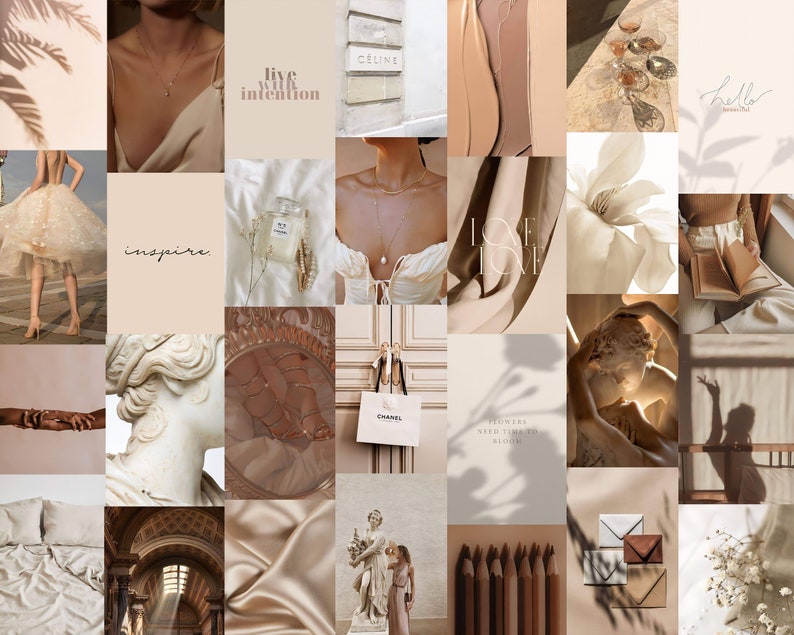 CREAM/NUDE AESTHETIC Digital Wall Collage Kit 50 Images - Etsy