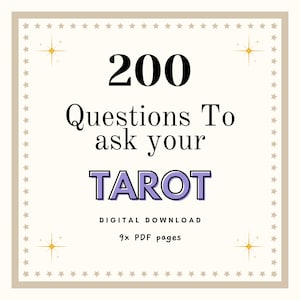 200 perguntas para fazer ao seu tarô, ideias de perguntas de tarô, baralho de tarô, amor, finanças, carreira, espiritualidade, bruxa, adivinhação, oráculo, para imprimir