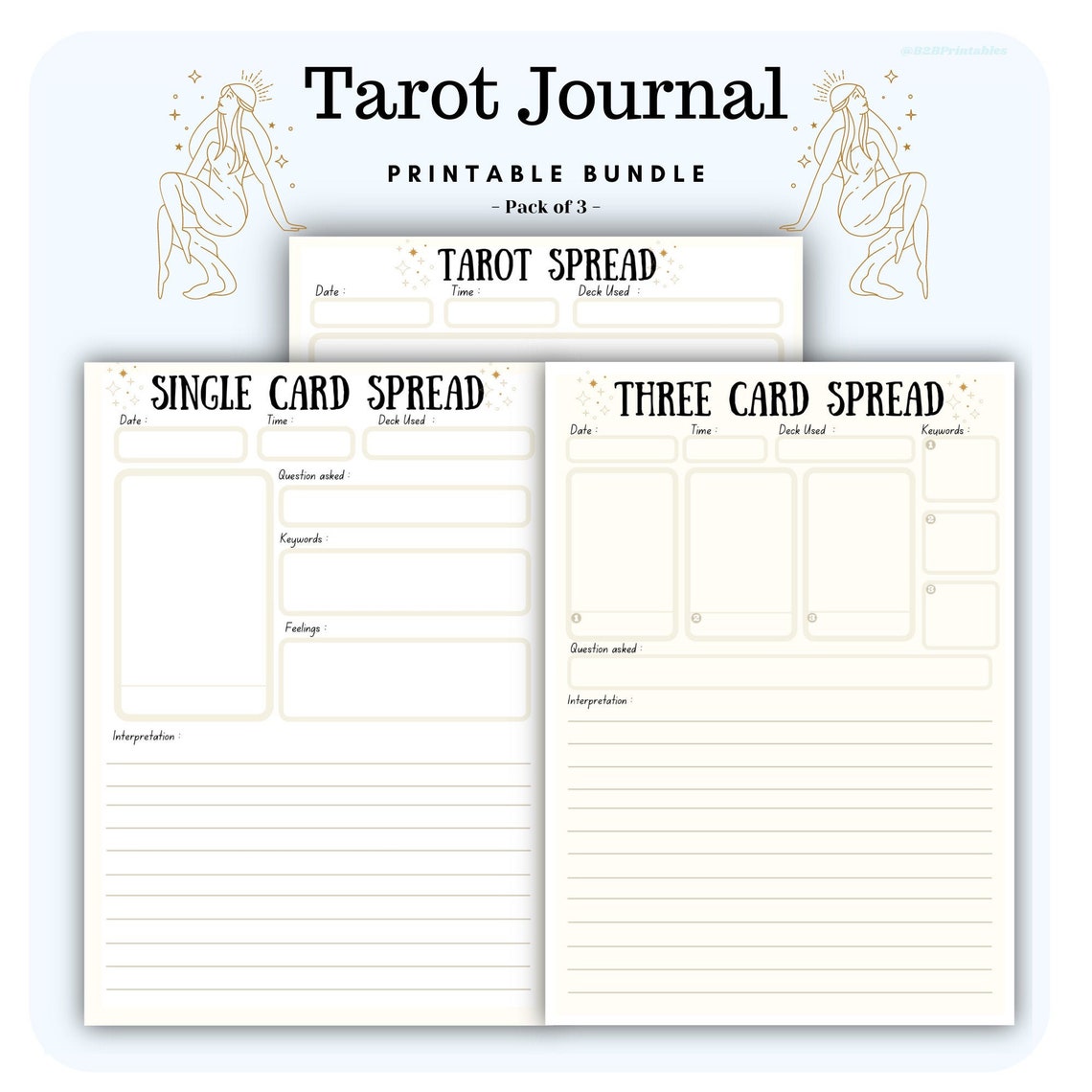 A4 Tarot Journal bundle Tarot Journal templates Tarot | Etsy