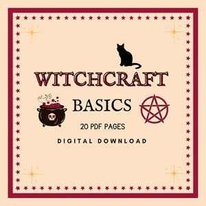 Witchcraft basics, witchy basics, grimoire, digital grimoire, witch, herbs, spirituality, divination, pdf, altars, witchcraft, cleansing,