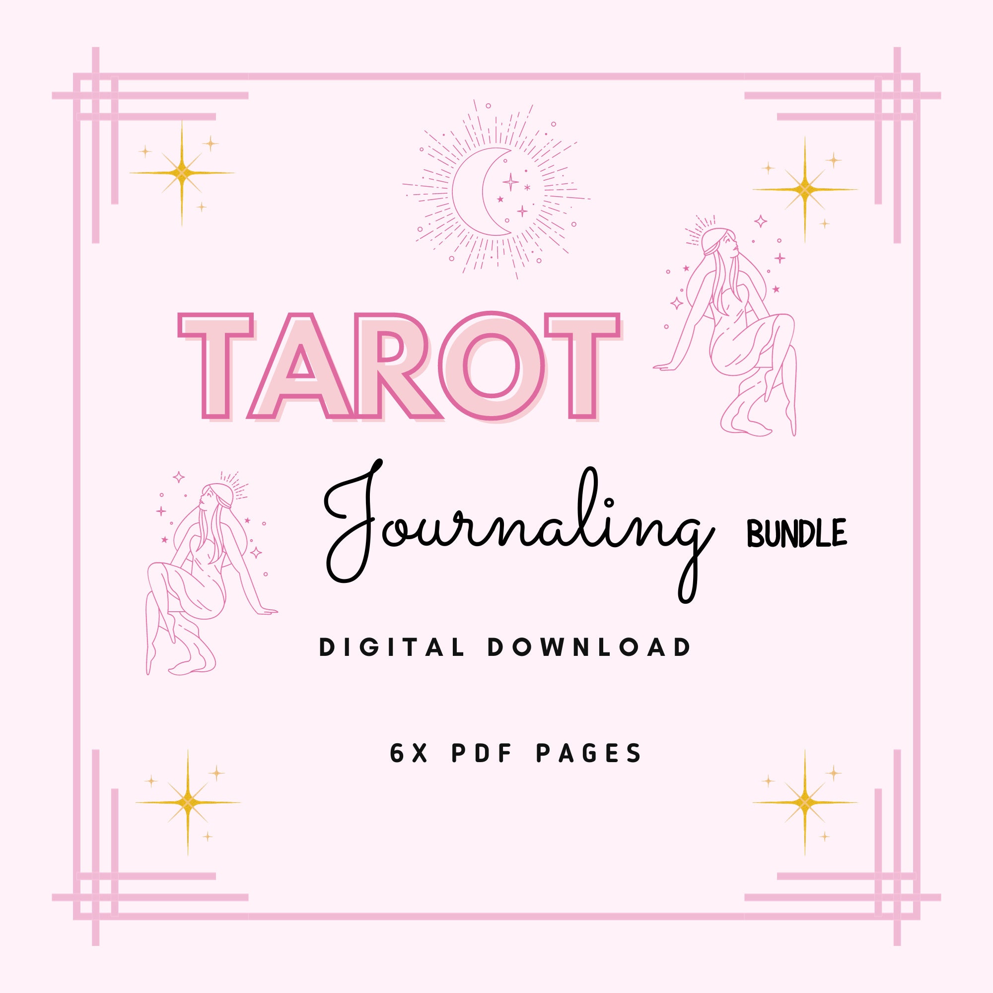 Pink Tarot Journal Printable, Oracle Card Journal PDF, Tarot