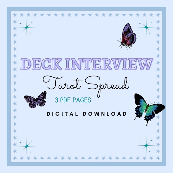 Deck interview tarot spreads, Tarot deck, journaling, divination, tarot journal printable, tarot interview, oracle deck, spirituality, pdf