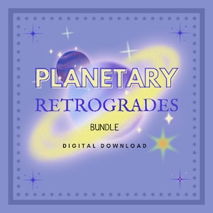 Paquete astrológico de retrógrado planetario, retrógrado planetario, astrología, hoja de trucos astrológicos, brujería, grimorio, espiritualidad