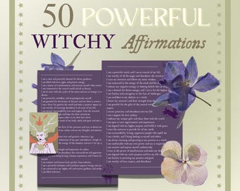 50 Witchy Affirmations, Printable Grimoire Prompts (PDF)