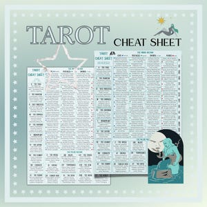 Folha de dicas de tarô, significado vertical e invertido, páginas para impressão, cartas de tarô, significados de tarô, azul, Rider Waite, arquivo digital, tarô