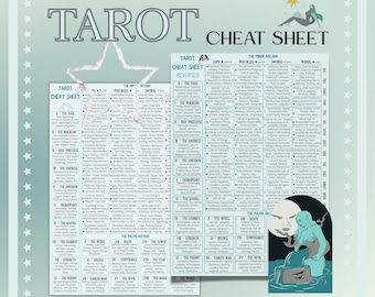 Rider Waite Tarot Cheat Sheet, Upright & Reversed Meanings (Digital File)
