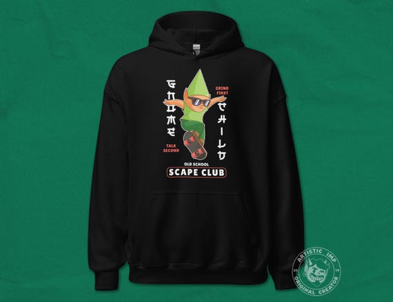 Gnome Skater Hoodie: Funny Old School Gaming Meme
