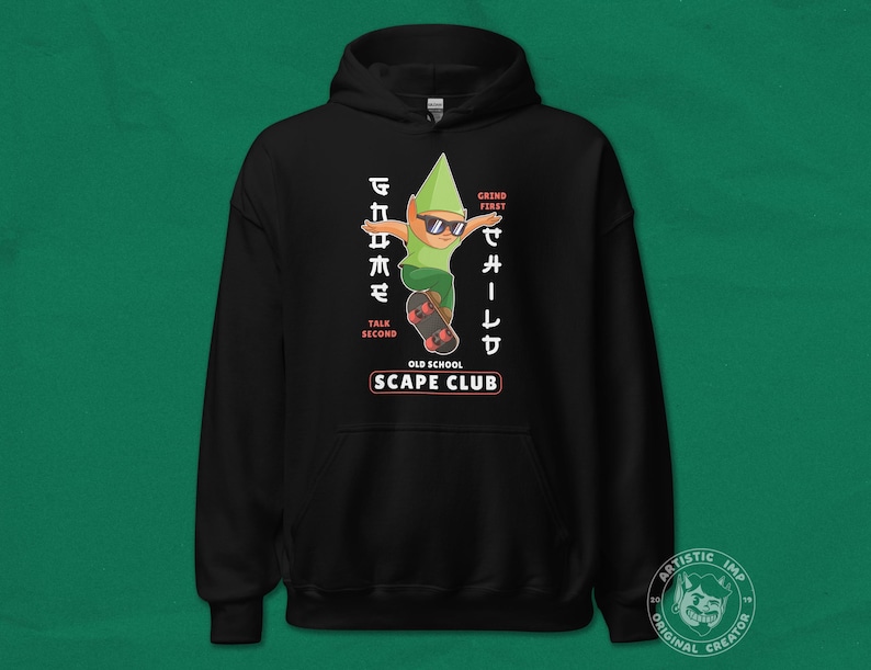 Sudadera con capucha de gnomo patinador: un divertido meme de videojuegos de la vieja escuela imagen 1