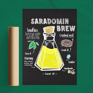 Osrs Saradomin Brew Recipe, Premium Poster, Old School Runescape Print, Gaming Room Decor, Artistic Imp Design