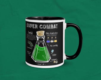 Receta de poción de combate OSRS / Tazas de café de colores / Runescape de la vieja escuela / Regalo de juegos / Diseño artístico de duendes