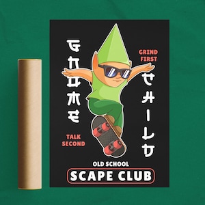 Gnome Skater Poster: Funny Old School RuneScape (OSRS) Meme Art