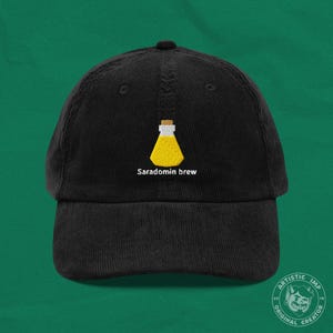 Embroidered Sara Brew Corduroy Cap: Old School Runescape Gamer Hat