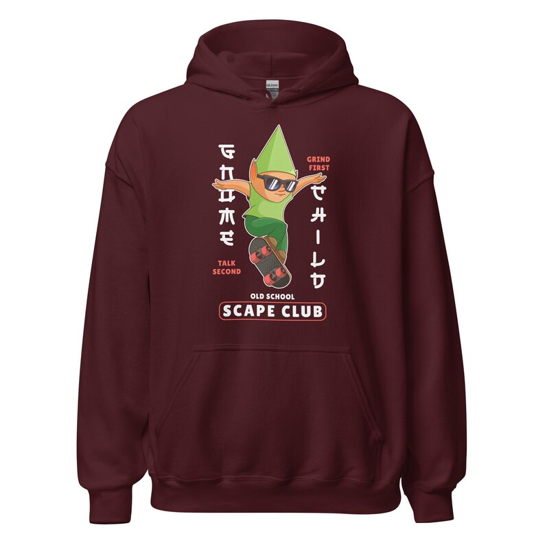 Gnome Skater - Osrs - Unisex Hoodie, Funny Old School Meme, Gaming Hoodie, Osrs Gift, Japanese Skater, Artistic Imp