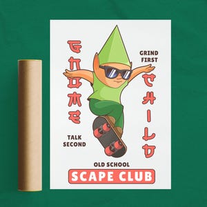 Osrs Gnome Skater, Premium Poster, Old School Runescape Print, Gaming Room Decor, Artistic Imp Design