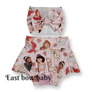 Disney princess skirted bummie, princess  outfit, Disney skirted bummie set, pink disney skirted set, Disneyworld girls outfit, birthday