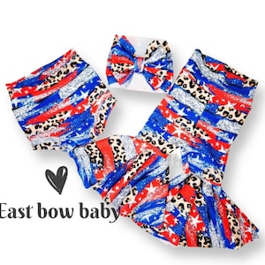 4th Baby Girl Outfit,Patriotic fauxglitter bells, Patriotic Bummies, Diaper cover, 4th July Set for Baby Girl, Stars and stripes baby girl