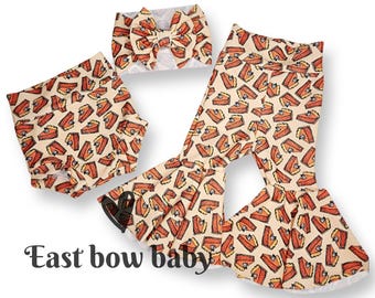 Pumpkin pie custard bellbottom set, Thanksgiving bellbottom set, Thanksgiving bells, Thanksgiving outfit, Thanksgiving toddler, Pumpkin pie