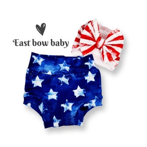 4th of July Bummies, 4th of July Clothing set, Patriotic Baby Girl Clothes, Toddler Diaper Cover, Cute High Waisted Shorts, 4th party set