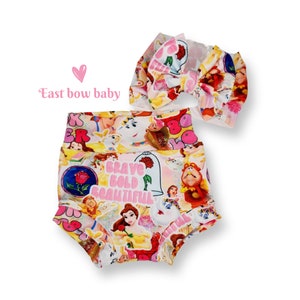Beauty and the Beast clothing set, Belle diaper cover, Belle bummie, Belle bow, Belle birthday, Beauty and the Beast birthday,first birthday