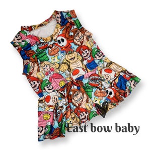 Super Mario Brothers peplum top, Super Mario toddler girls top, Princess peach clothing, Mario top, Super Mario movie girls,Super mario bday