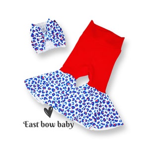 4th Baby Girl Outfit,Patriotic leopard bells, Patriotic Bummies, Diaper cover, 4th July Set for Baby Girl, Red white and blue baby clothing