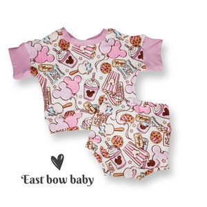 Park snacks boxy tee and bummie, Disney baby girl outfit, Disney toddler girl outfit, Disneyland birthday party, DIsney outfit, Disney