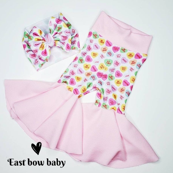 Conversation hearts bellbottom set, Valentines Day bellbottom set