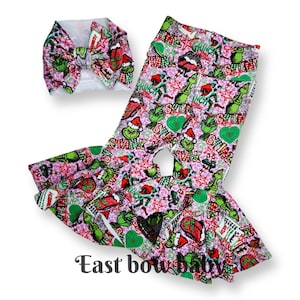 Grinch bellbottom, Grinch holiday bells, Grinchmas flares, Grinch girls outfit, Grinch rockstar, How the grinch stole Christmas