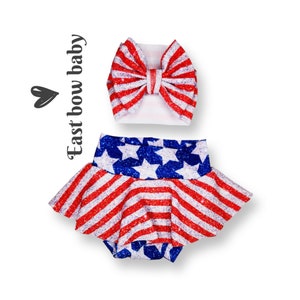 Stars and stripes sparkle baby outfit,4th Glitter baby outfit,Patriotic diaper cover,skirted bummie,faux glitter Bummie, Faux glitter cloths