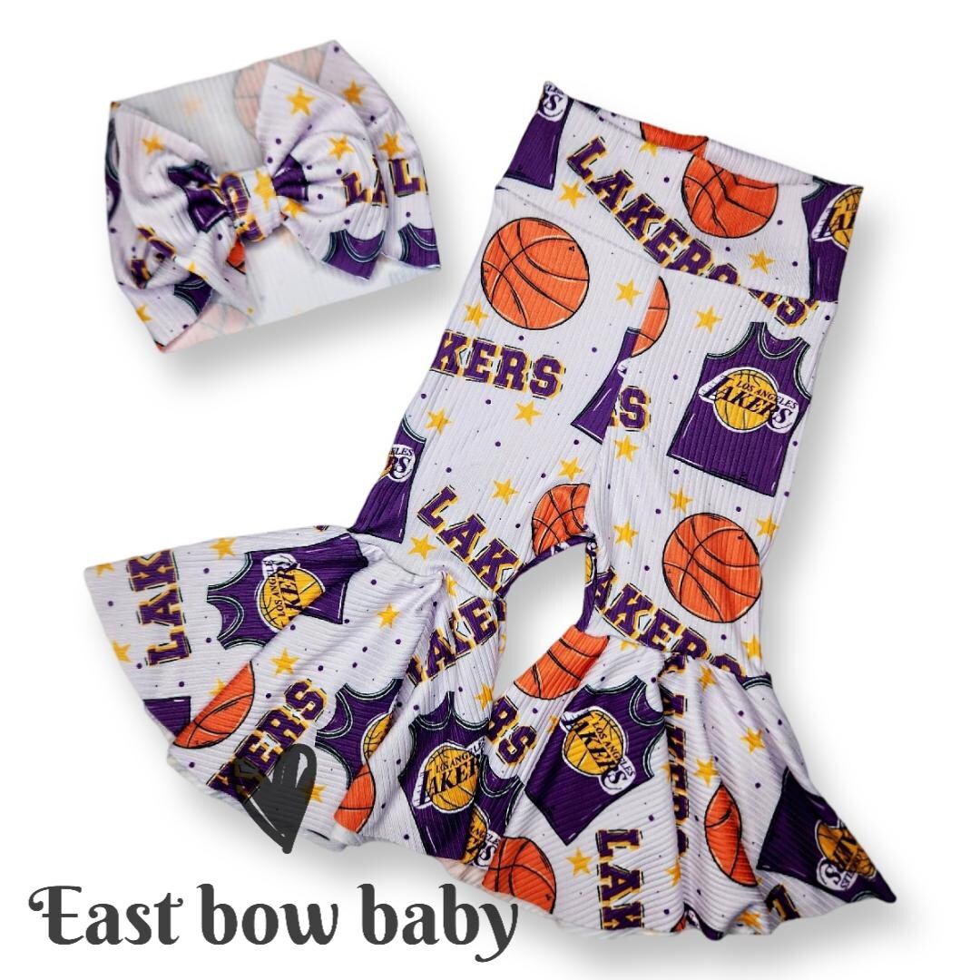 Los Angeles Lakers Bellbottom Set, LA Lakers Infant Clothing, LA Lakers  Bow, Los Angeles Lakers Flares, Lakers Girls Fashion, Lakers Gear