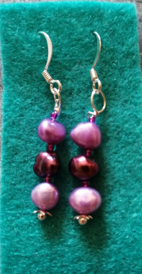 Purple pearl earrings clearance