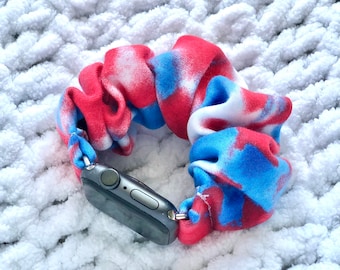 Apple Watch Band | 4th of July Tie-Dye Scrunchie Watch Band | Great to give as gifts! 38/40/41mm & 42/44/45mm Size | Chunkie Scrunchie
